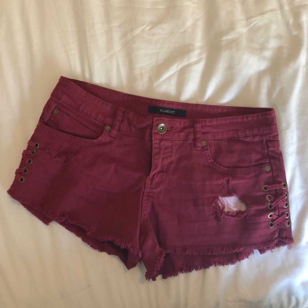Billabong red jean shorts